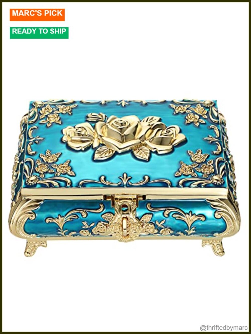 Vintage Jewelry Box Large Trinket Organizer Keepsake Box with 3 Compartments